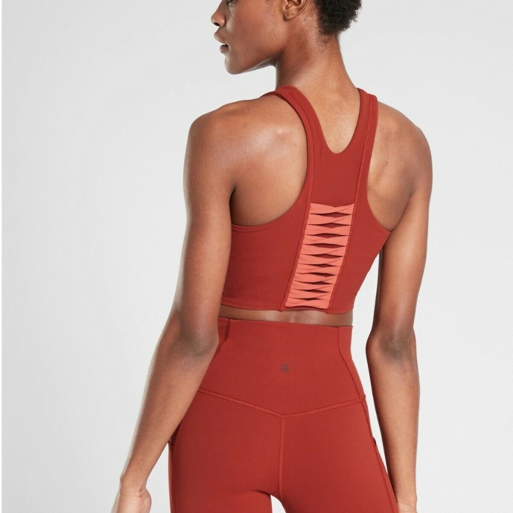 3Pc  set Athleta Powervita  Burnt Orange Twist Side Crop + Leggings + Dolman top